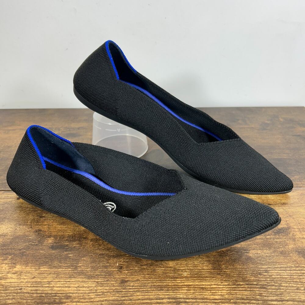 ROTHY’S The Point II Black Flats In Love Insole 10.5 Quiet Luxury Casual Chic - Picture 4 of 7
